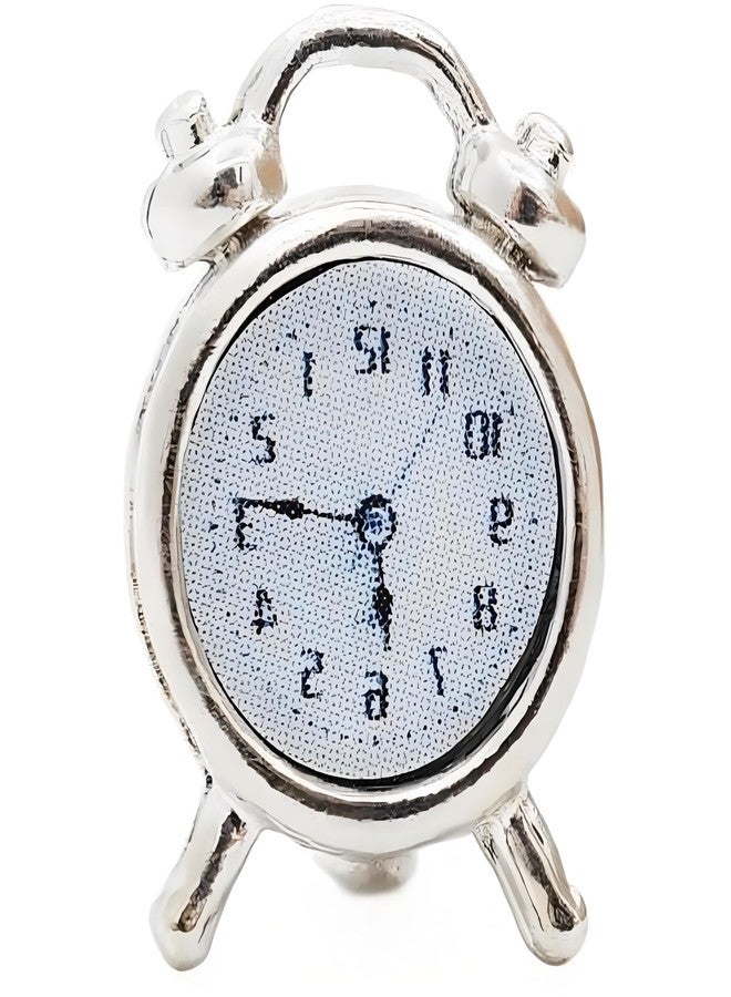 Zenarao Miniature Alarm Clock 1/12 Scale, Tiny Silver Decor for Dollhouse, Diorama Props, Model Displays and Miniature Room Accessories (0.4x0.6 Inch) - Image 1